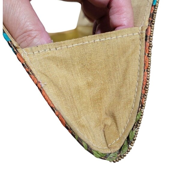 Vintage Handcrafted Multicolor Beaded Handle Clutch Purse With Floral & Geometri - Picture 7 of 7